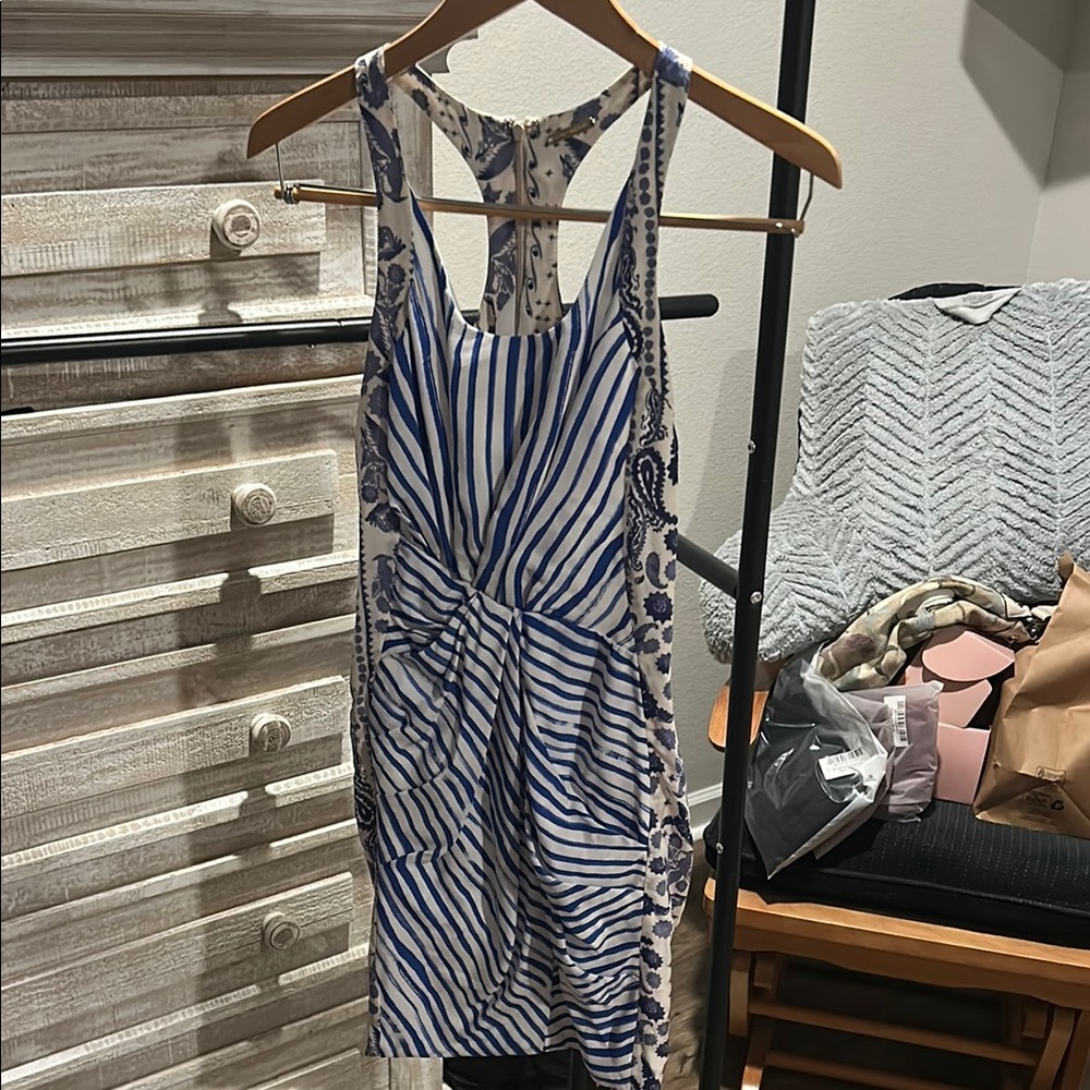 Blue and White Striped Women's Dress